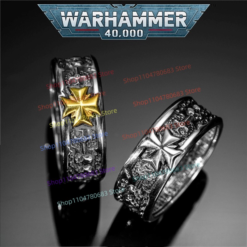 Anime Merchandise Men - 40K Black Templars Kreuzritter-Ehrenring Hochwertiger Sammler-Schmuck,