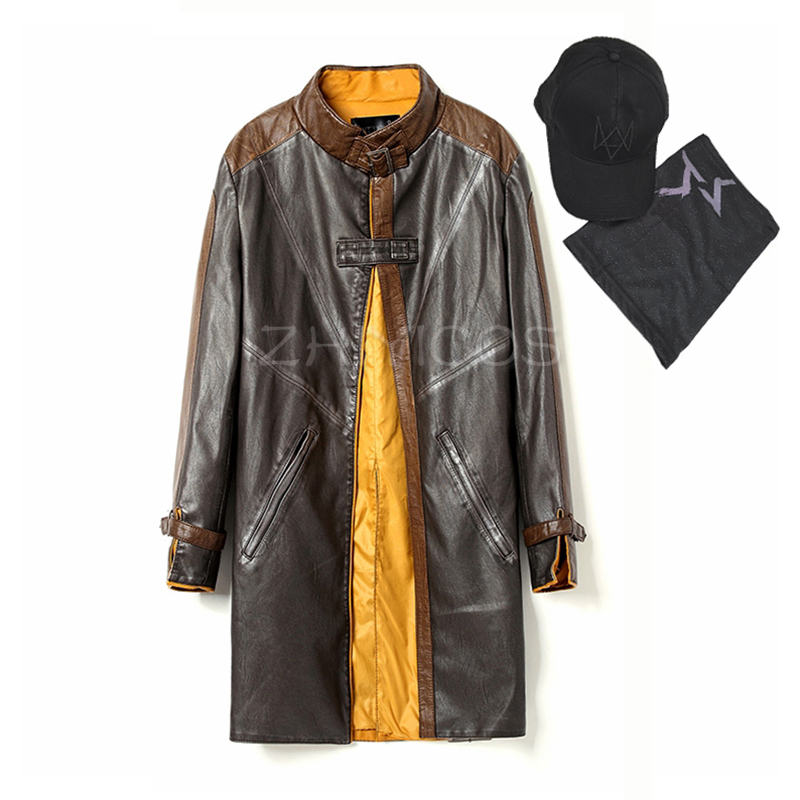 Windbreaker Anime Merchandise - Aiden Pearce Cosplay-Kostüm, PU-Lederjacke, Aiden Pearce